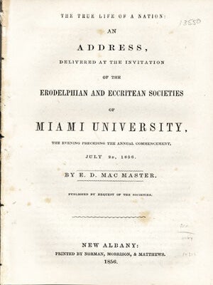 Item #14213 The True Life of a Nation: An Address, Delivered at the Invitiation of the...