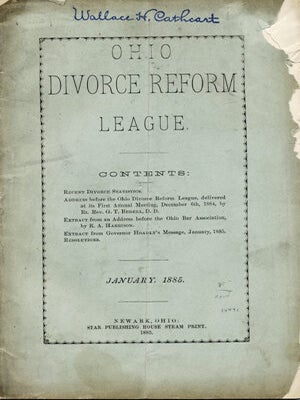 Item #14491 Ohio Divorce Reform League. Contents: Recent Divorce Statistics. Address Before the...