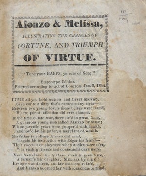 Item #14806 Alonzo & Melissa, Illustrating the Changes of Fortune, and Triumph of Virtue . . ....