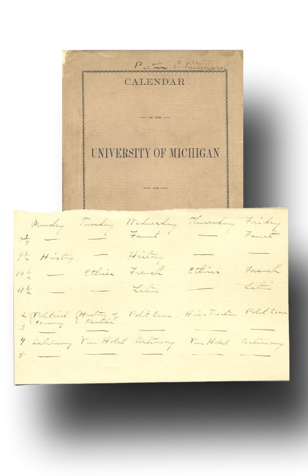Item #16941 Calendar of the University of Michigan for 1889-90. John Dewey, University of Michigan.