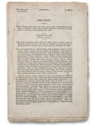 Item #18961 Document Showing the Testimony Given Before the Judge of the Fifth Judicial Circuit...
