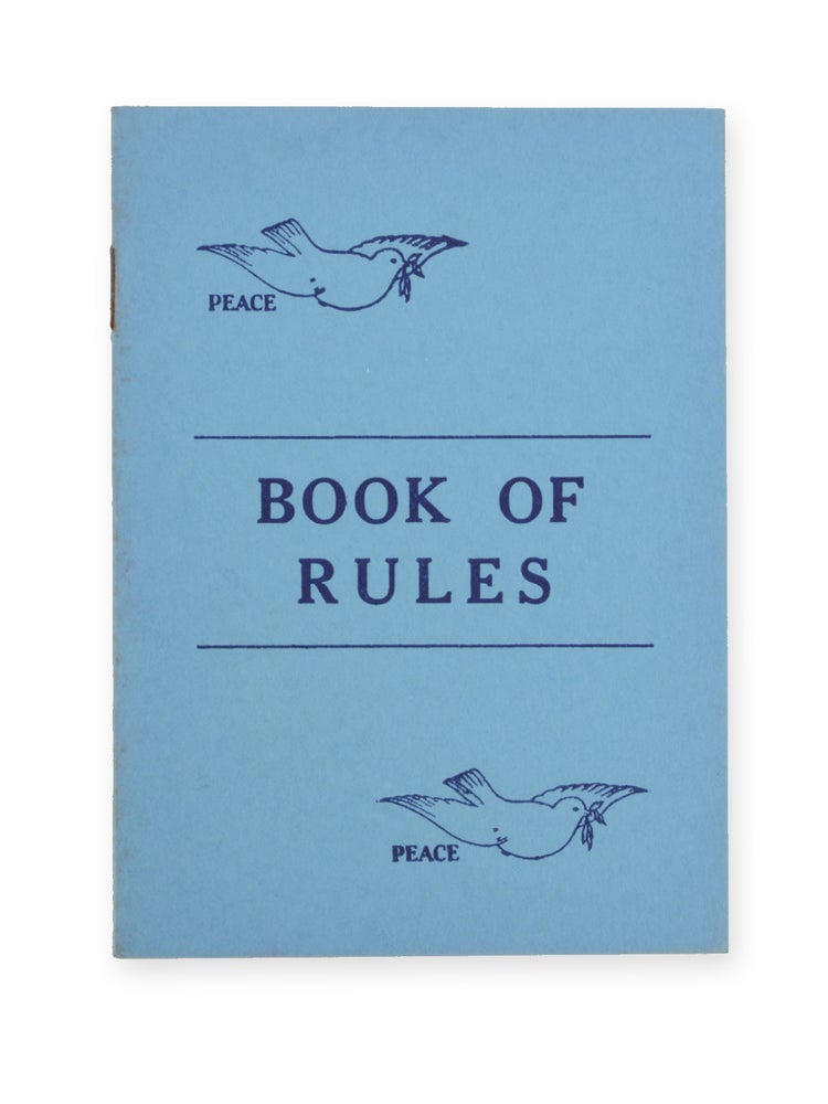 Item #20159 Rules and Regulations for the Kingdom God’s [sic] Sake [caption title; wrapper title:] Book of Rules. COMMUNAL, Mary Purnell, Benjamin Purnell.