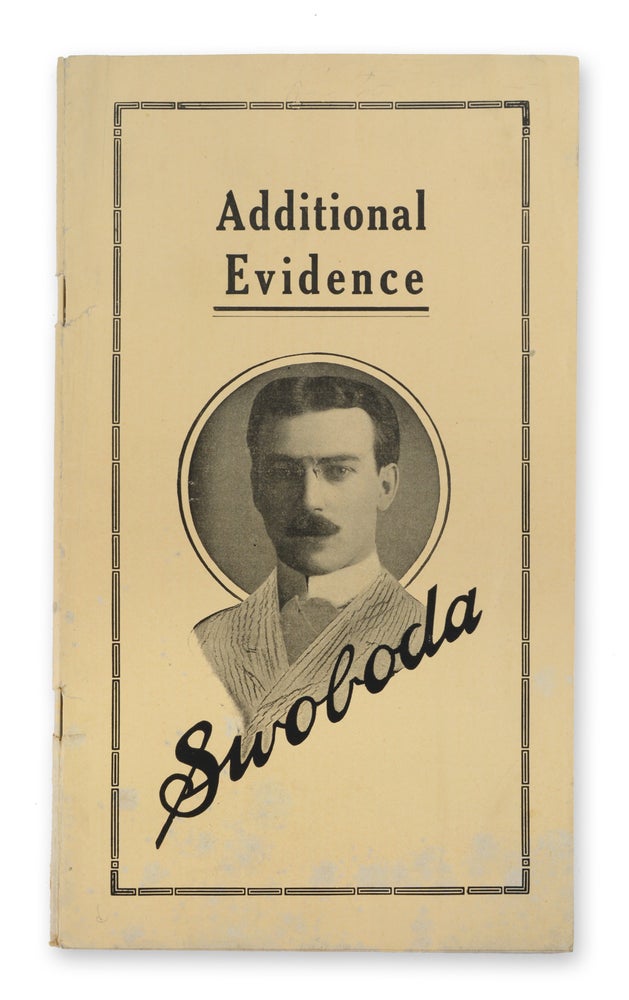 Item #20317 Additional Evidence. Swoboda [wrapper title]. Alois Swoboda.
