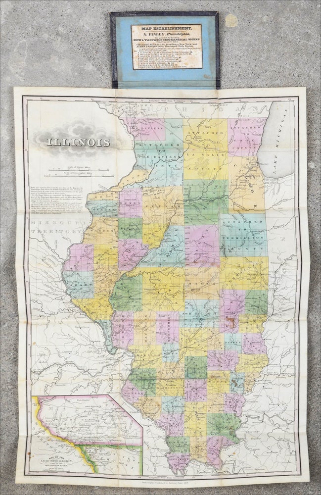 Item #20713 Illinois. POCKET MAP, Anthony Finley, cartographer, J. H., publisher. Young.