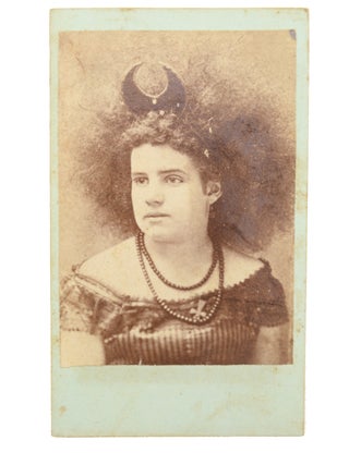 Item #20752 Carte de visite photographic portrait of a woman in costume, annotated on the verso...
