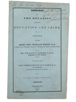 Item #21100 Remarks on the Relation between Education and Crime, in a Letter to the Right Rev....