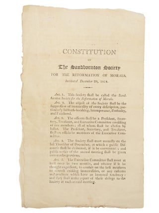 Item #21104 Constitution of the Sandbornton [sic] Society for the Reformation of Morals,...
