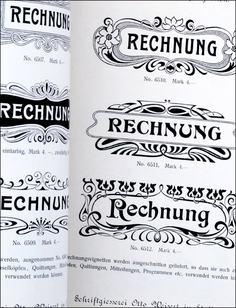 Item #21362 Siebzehnte Neuheftfolge Neuste Vignetten. Schriftgiesserei Otto Weisert Galvanopl. Anstalt . . . [wrapper title]. Type Specimens, Otto Weisert.