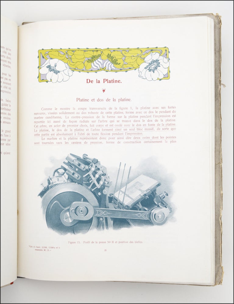 Item #21540 Ph&eacute;nix Press &agrave; Platine avec encrage cylindrique perfectionn&eacute; et brevet&eacute;. Schelter, Giesecke, J. G. Schelter.