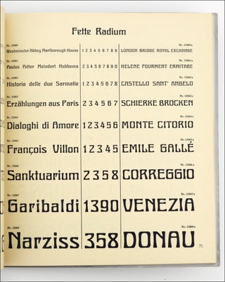 Item #21736 Bronzeschriften für die Vergoldepresse. Fraktur . . . [Antiqua, Grotesk, Fantasie,...