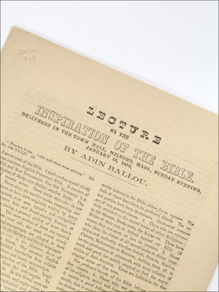 Item #22477 Lecture on the Inspiration of the Bible. Delivered in the Town Hall, Milford, Mass.,...