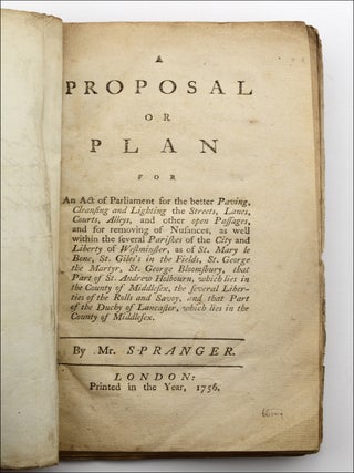 Item #22628 A Proposal or Plan for an Act of Parliament for the better Paving, Cleansing and...